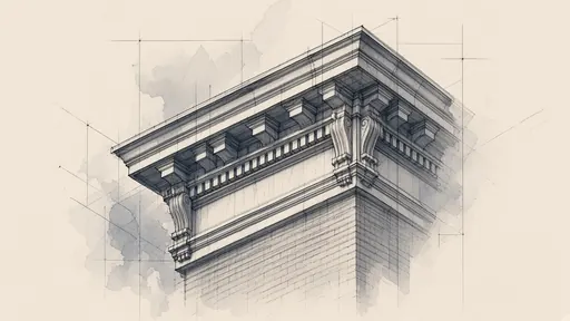 Pencil and watercolor sketch: cornice