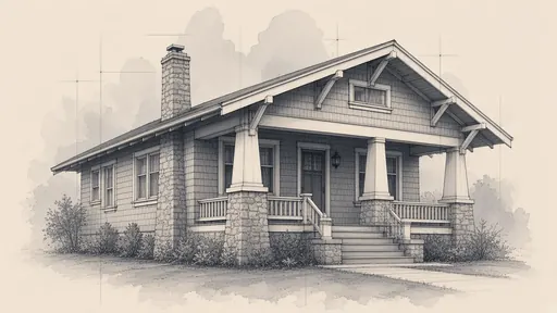 Pencil and watercolor sketch: craftsman bungalow