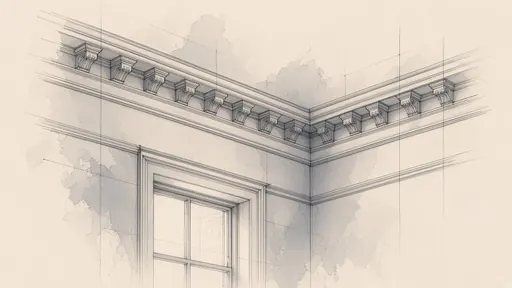 Pencil and watercolor sketch: crown molding