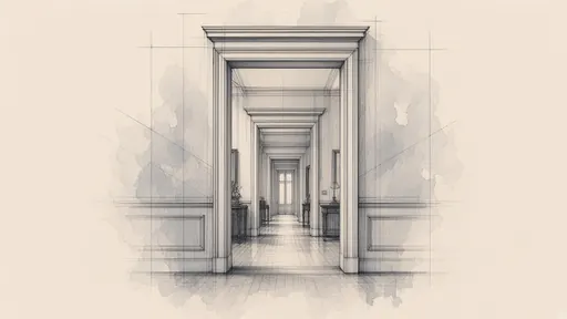 Pencil and watercolor sketch: enfilade