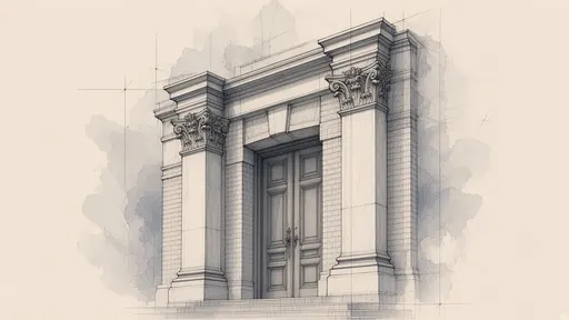 Pencil and watercolor sketch: pilaster
