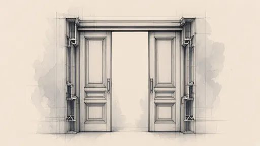 Pencil and watercolor sketch: pocket doors