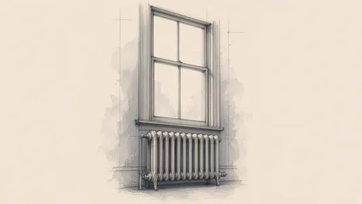 Pencil and watercolor sketch: steam radiator