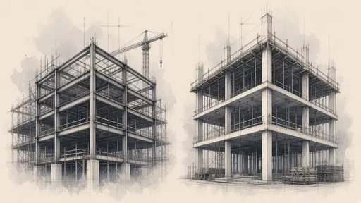 Pencil and watercolor sketch: steel frame vs. concrete frame