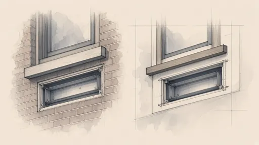 Pencil and watercolor sketch: through-wall ac sleeve