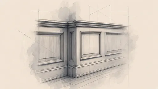 Pencil and watercolor sketch: wainscoting